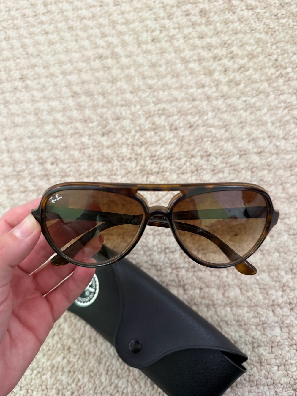 Ray-Ban Tortoise Shell Brown Lens Aviator Sunglasses